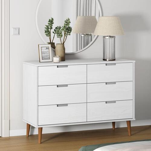 Sengebord MOLDE 113x40x80 cm massivt fyrretræ hvid