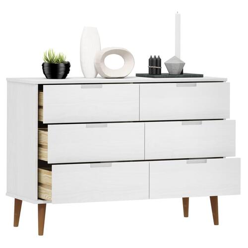 Sengebord MOLDE 113x40x80 cm massivt fyrretræ hvid