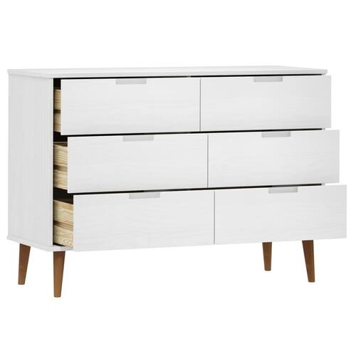 Sengebord MOLDE 113x40x80 cm massivt fyrretræ hvid