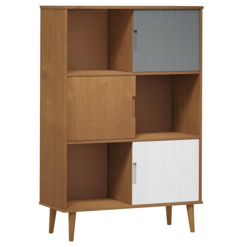 Bogreol MOLDE 90x35x133,5 cm massivt fyrretræ brun