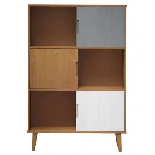 Bogreol MOLDE 90x35x133,5 cm massivt fyrretræ brun