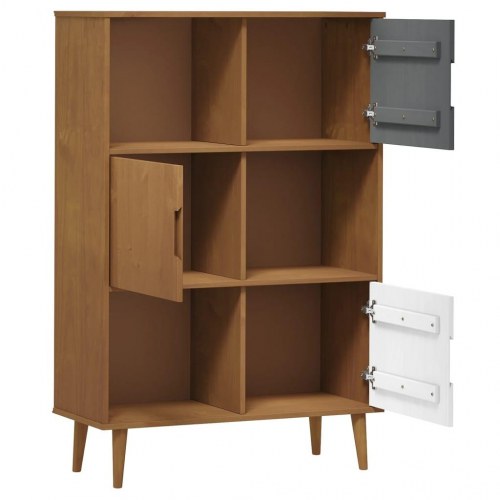 Bogreol MOLDE 90x35x133,5 cm massivt fyrretræ brun