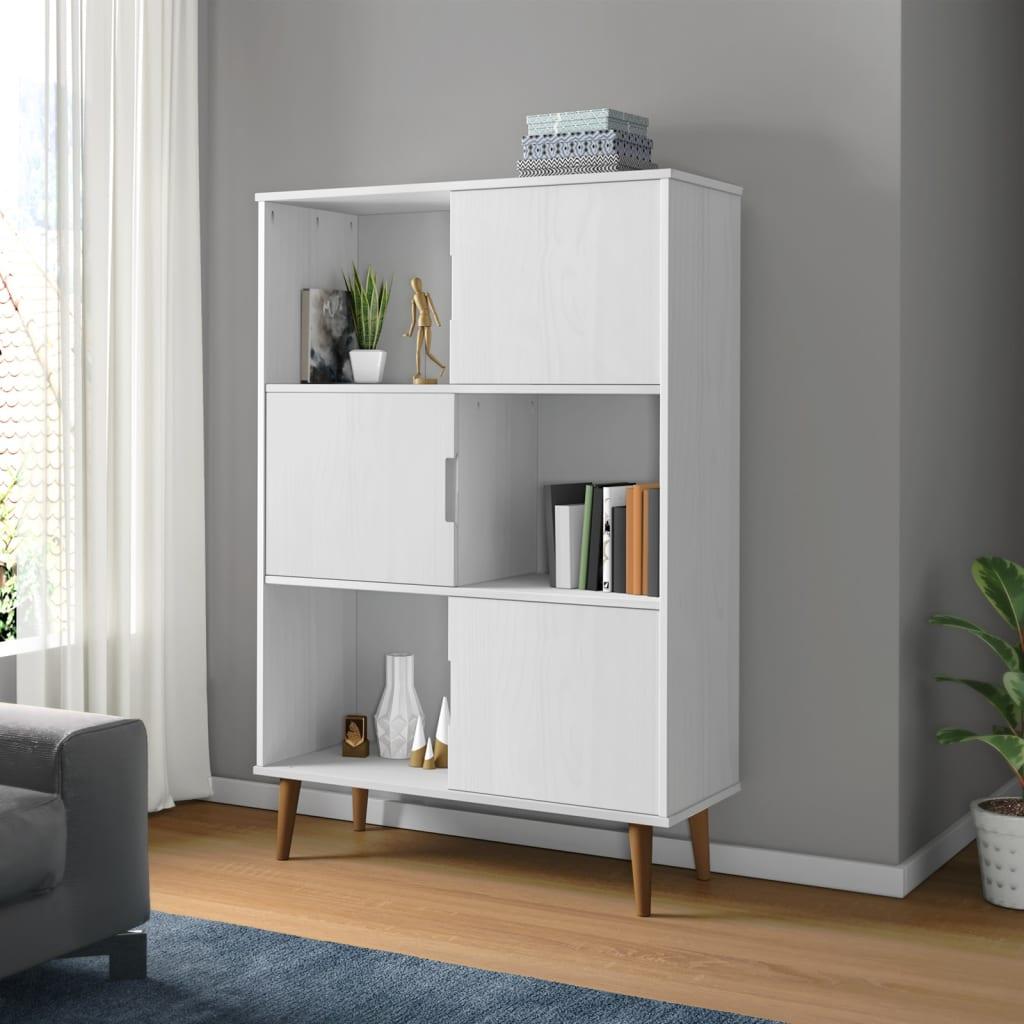 Bogreol MOLDE 90x35x133,5 cm massivt fyrretræ hvid