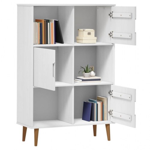 Bogreol MOLDE 90x35x133,5 cm massivt fyrretræ hvid