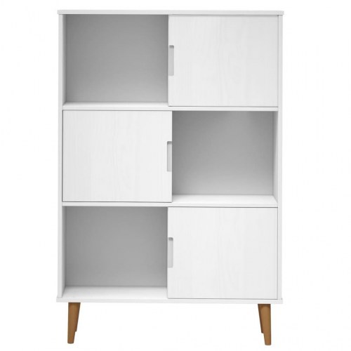 Bogreol MOLDE 90x35x133,5 cm massivt fyrretræ hvid