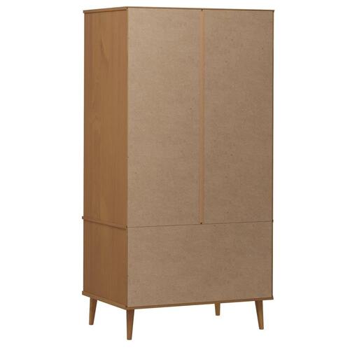 Tøjskab MOLDE 90x55x175 cm massivt fyrretræ brun