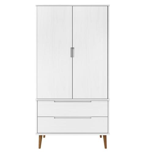 Klædeskab 90x55x175 cm massivt fyrretræ hvid