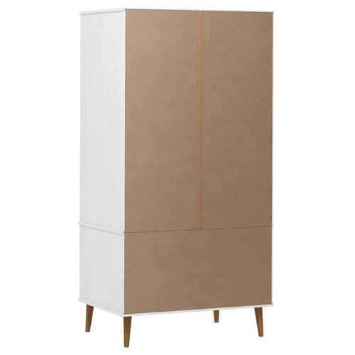 Klædeskab 90x55x175 cm massivt fyrretræ hvid