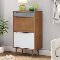 Skoskab 59,5x35x103 cm massivt fyrretræ brun