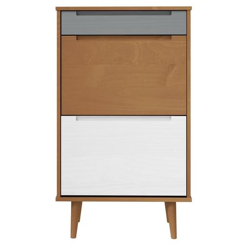 Skoskab 59,5x35x103 cm massivt fyrretræ brun