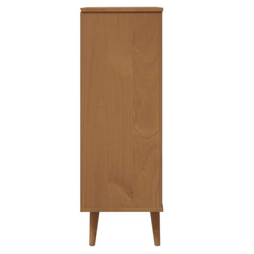 Skoskab 59,5x35x103 cm massivt fyrretræ brun