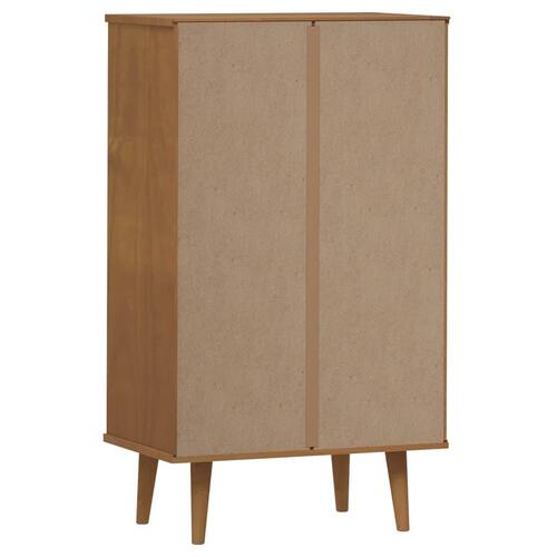 Skoskab 59,5x35x103 cm massivt fyrretræ brun