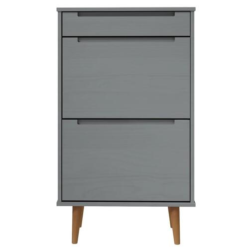 Skoskab MOLDE 59,5x35x103 cm massivt fyrretræ grå
