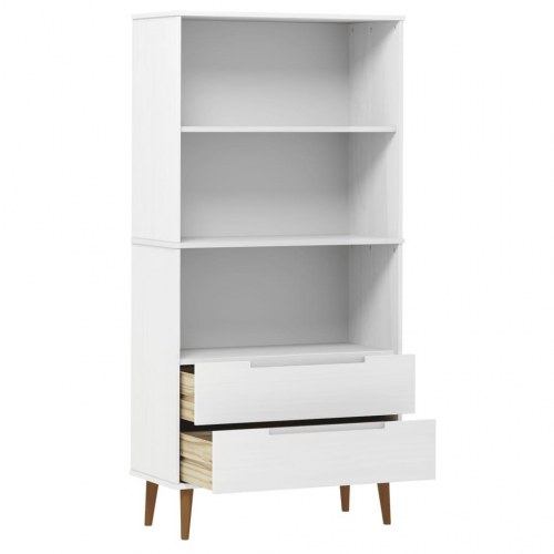 Bogreol MOLDE 85×35×170,5 cm i massivt fyrretræ - hvid