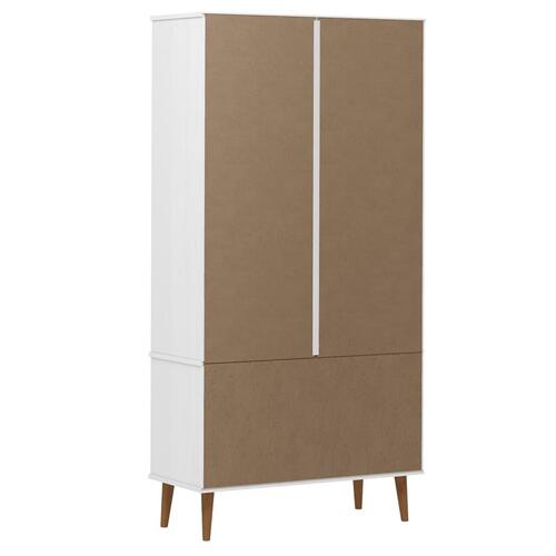 Vitrineskab MOLDE 90x35x175 cm massivt fyrretræ hvid