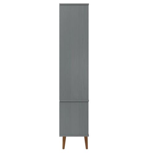 Vitrineskab MOLDE 90x35x175 cm massivt fyrretræ grå