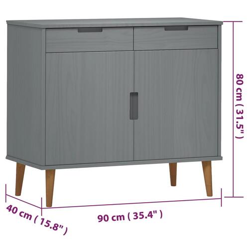 Skænk MOLDE 90x40x80 cm massivt fyrretræ grå