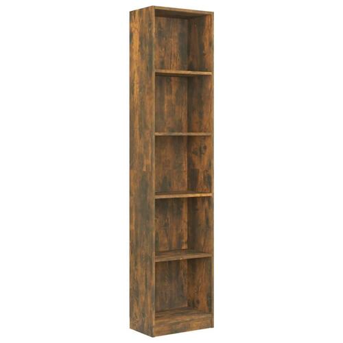Bogreol med 5 hylder 40x24x175 cm konstrueret træ røget egetræ