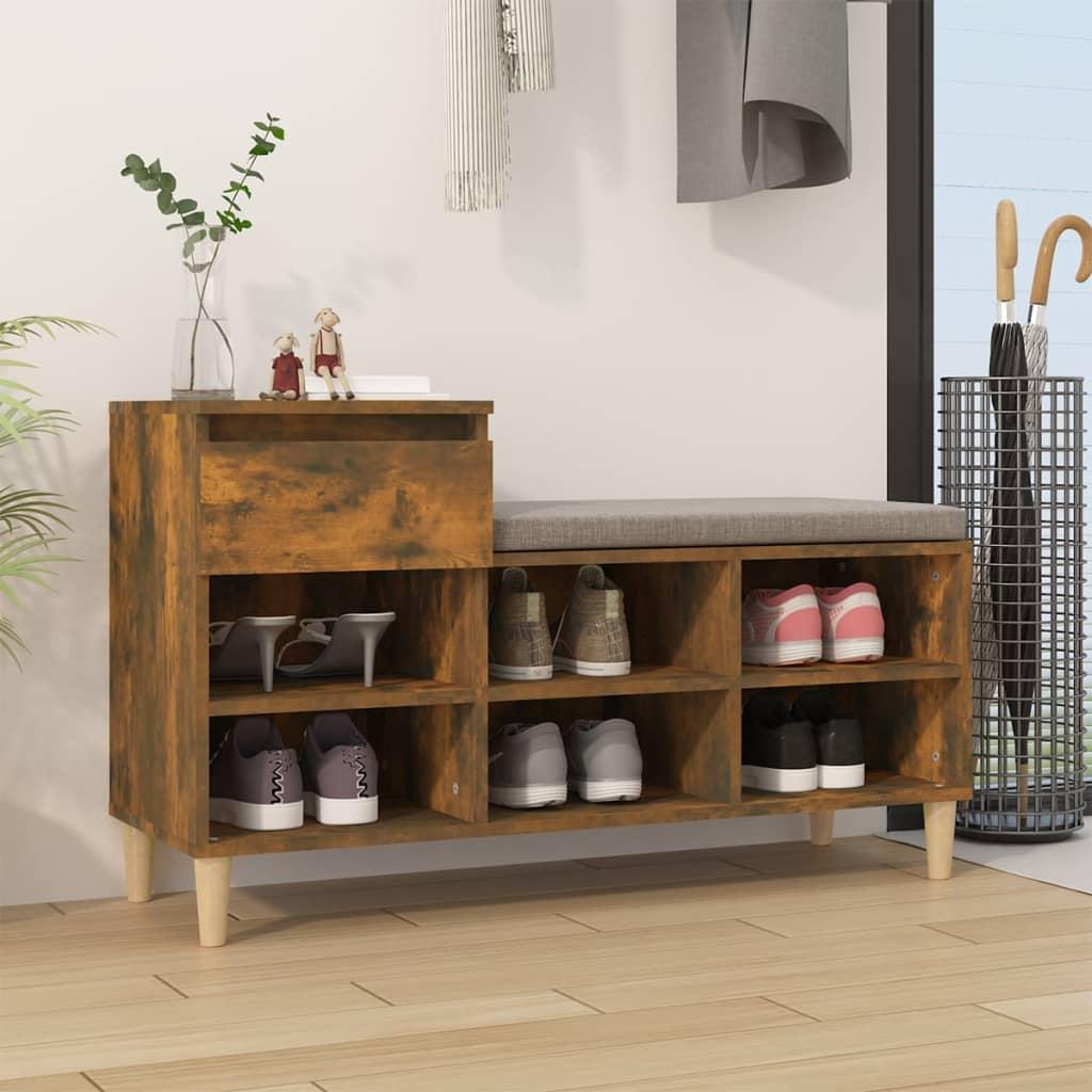 Skoskab 102x36x60 cm konstrueret træ røget egetræsfarve billede