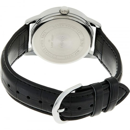 Casio Collection herreur - sort skive, læderrem (Ø 37 mm)
