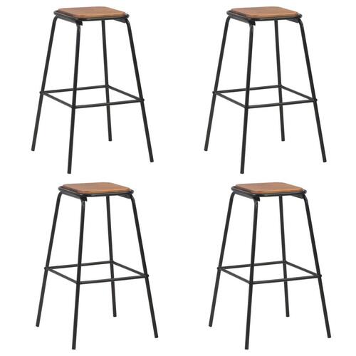 Barstole 4 stk. massivt fyrretræ og stål sort
