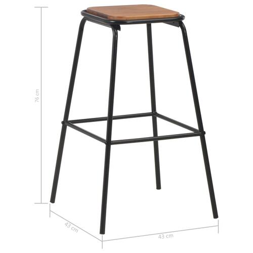 Barstole 4 stk. massivt fyrretræ og stål sort
