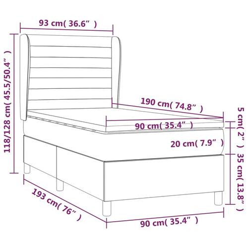 Kontinentalseng med madras 90x190 cm stof lysegrå