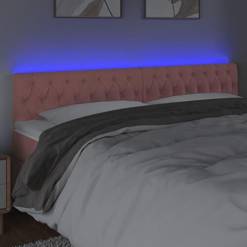Sengegavl med LED-lys 180x7x78/88 cm velour lyserød