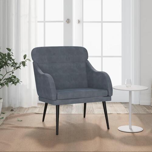 Lænestol 63x76x80 cm velour mørkegrå