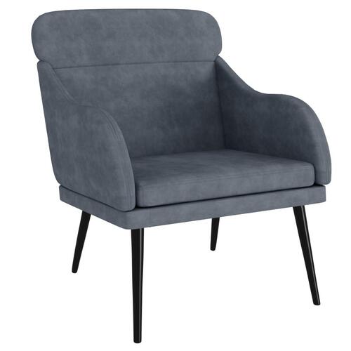 Lænestol 63x76x80 cm velour mørkegrå