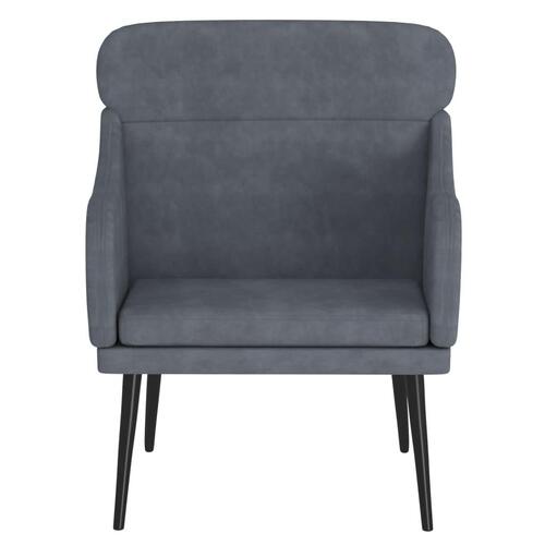 Lænestol 63x76x80 cm velour mørkegrå