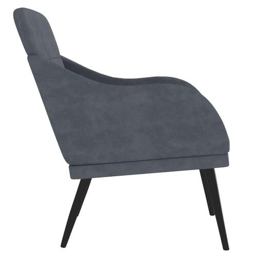 Lænestol 63x76x80 cm velour mørkegrå