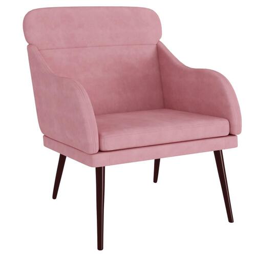 Lænestol 63x76x80 cm velour lyserød
