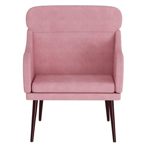 Lænestol 63x76x80 cm velour lyserød