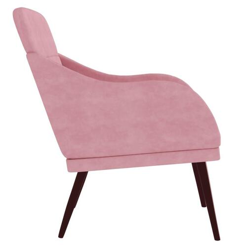 Lænestol 63x76x80 cm velour lyserød