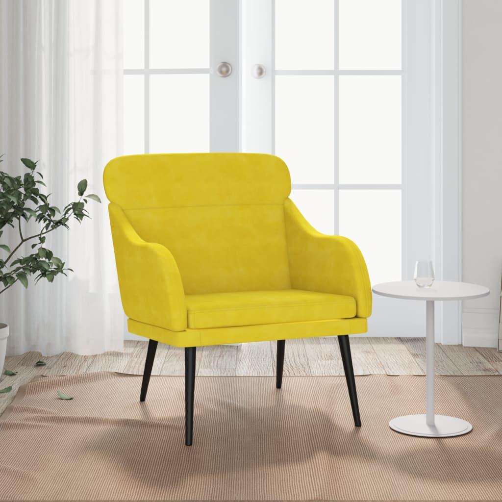 Lænestol 63x76x80 cm velour gul