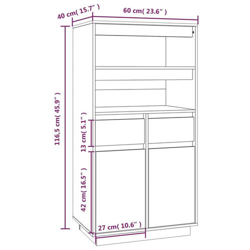 Højskab 60x40x116,5 cm massivt fyrretræ gyldenbrun