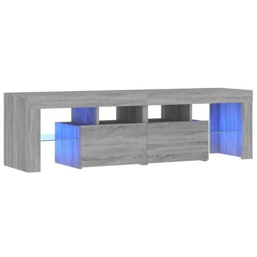 Tv-bord med LED-lys 140x36,5x40 cm grå sonoma-eg
