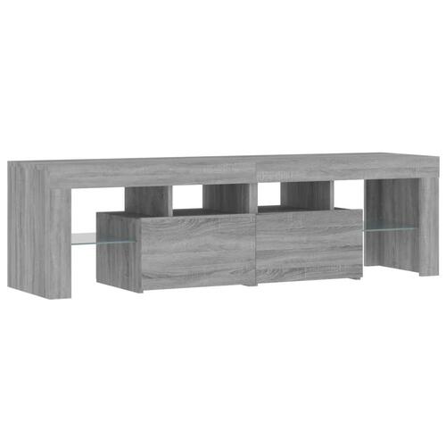 Tv-bord med LED-lys 140x36,5x40 cm grå sonoma-eg
