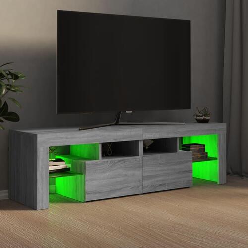 Tv-bord med LED-lys 140x36,5x40 cm grå sonoma-eg
