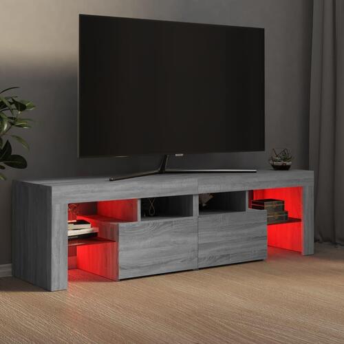 Tv-bord med LED-lys 140x36,5x40 cm grå sonoma-eg
