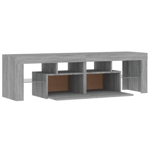 Tv-bord med LED-lys 140x36,5x40 cm grå sonoma-eg