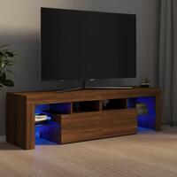 Tv-bord med LED-lys 140x36,5x40 cm brun egetræsfarve