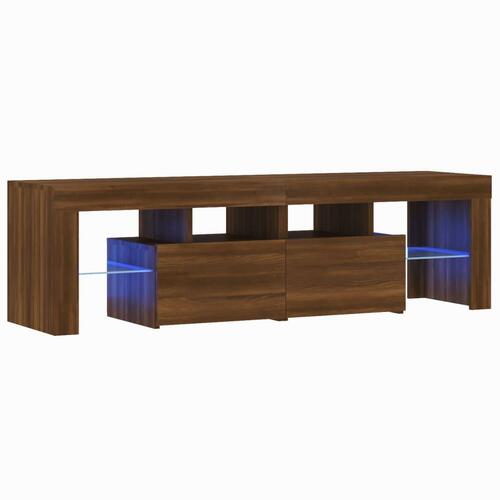 Tv-bord med LED-lys 140x36,5x40 cm brun egetræsfarve