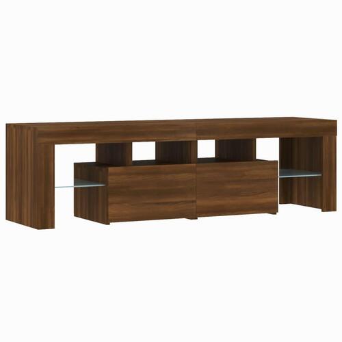 Tv-bord med LED-lys 140x36,5x40 cm brun egetræsfarve