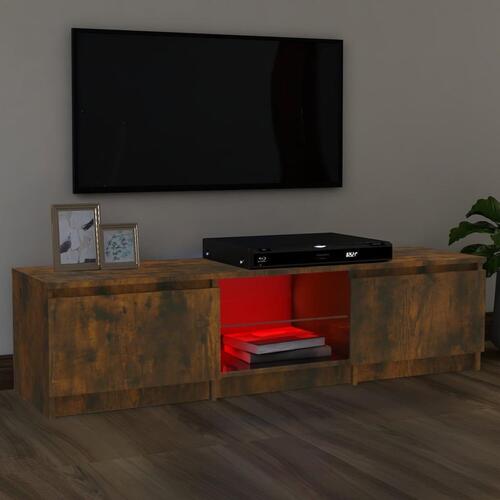 Tv-bord med LED-lys 140x40x35,5 cm røget egetræsfarve