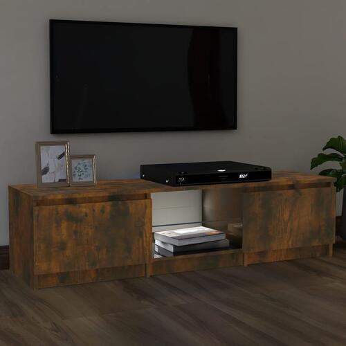 Tv-bord med LED-lys 140x40x35,5 cm røget egetræsfarve