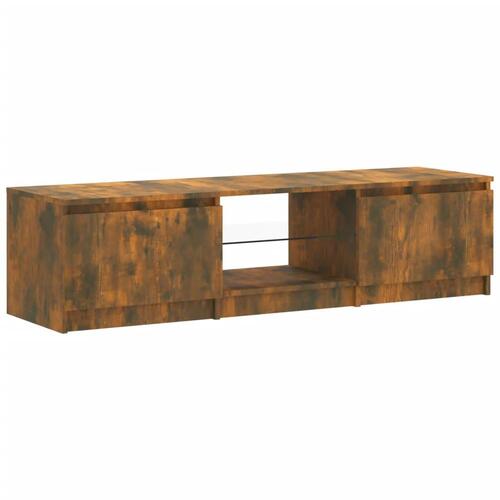 Tv-bord med LED-lys 140x40x35,5 cm røget egetræsfarve
