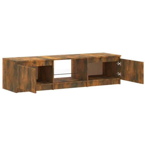 Tv-bord med LED-lys 140x40x35,5 cm røget egetræsfarve