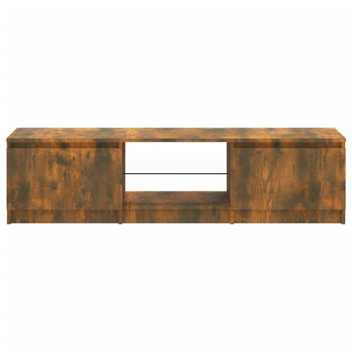 Tv-bord med LED-lys 140x40x35,5 cm røget egetræsfarve